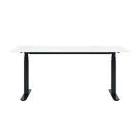 montana - table de bureau hilow 2 80x160cm - blanc comme la neige/micro stratifié/électrique réglable en hauteur 63.5-127cm/structure laqué rond noir
