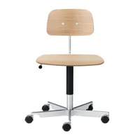 montana - chaise de bureau kevi 2533 - chêne/plaqué/pxp 175x75cm/hauteur d'assise 38-51cm/structure 5-star aluminium brillant poli