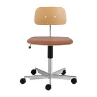 montana - chaise de bureau siège cuir kevi 2533 - chêne plaqué/siège cuir ultra brandy/pxp 175x75cm/hauteur d'assise 38-51cm/structure 5-star aluminiu