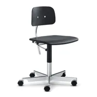 montana - chaise de bureau siège cuir kevi 2533 - noir teinté/siège cuir ultra noir/pxp 175x75cm/hauteur d'assise 38-51cm/structure 5-star aluminium b
