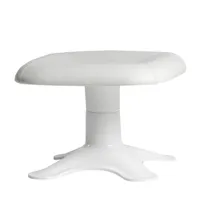 artek - repose pied karuselli - blanc/cuir sörensen prestige/assise et structure fibre de verre/avec patins en feutre