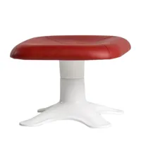 artek - repose pied karuselli - rouge, blanc/cuir sörensen prestige/assise et structure fibre de verre/avec patins en feutre