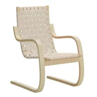 artek - fauteuil 406 - blanc/siège 100% lin/structure bouleau massif laqué clair/pxhxp 60x87x72cm