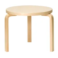 artek - table d'appoint 90d structure laqué claire - naturel/plateau en placage de bouleau/structure bouleau massif laqué clair/h 44cm / ø 48cm