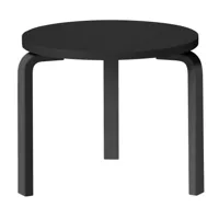 artek - table d'appoint 90d structure laqué - noir/plateau de table en linoléum/structure bouleau massif laqué noir/h 44cm / ø 48cm