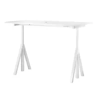 string - table de bureau string works 160x78cm - stratifié blanc/châssis blanc/avec tiroir /pxhxp 60x118.5x78cm/adjustable électrique 71.5 - 118.5cm