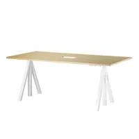 string - table de bureau string works 160x78cm - chêne/châssis blanc/avec tiroir /pxhxp 60x118.5x78cm/adjustable électrique 71.5 - 118.5cm