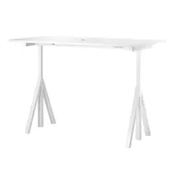 string - table de bureau string works 140x78cm - stratifié blanc/châssis blanc/pxhxp 140x118.5x78cm/adjustable électrique 71.5 - 118.5cm