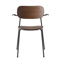 audo - chaise avec accoudoirs co dining - chêne foncé/foncé/pxhxp58x75x49.5cm/structure acier laqué noir