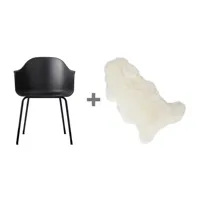 audo - chaise avec accoudoirs + peau set promo harbour ac - noir/agneau libre!/pxhxp 59x81x57cm/structure acier noir