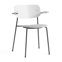 audo - chaise avec accoudoirs co dining plastic - blanc ral 9016/polypropylène recyclé/lxhxp 62x80x50.5cm/structure acier revêtu par poudre noir
