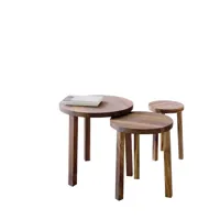 e15 - e15 pa03 alex set - table d'appoint - noyer/huilé/3 tables/ø 26/37/49cm