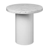 e15 - e15 ct09 enoki - table d'appoint - blanc/plateau de table en marbre de carra/h:40cm x ø40cm /structure blanc
