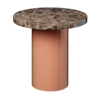 e15 - e15 ct09 enoki - table d'appoint - beigerouge/plateau de table en marbre de dark /h:40cm x ø40cm /structure beigerouge