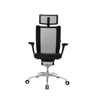 wagner - chaise de bureau titan limited pour moquettes - noir/cuir v60/filet noir bh0/lxpxh 70x70x128cm/dondola®/structure pied étoile poli chromé/rou