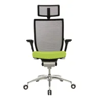 wagner - titan 10 - chaise de bureau pivotant - noir/siège rembourré vert clair/piètement étoilé 5 branches/avec roulettes souples pour sol durs