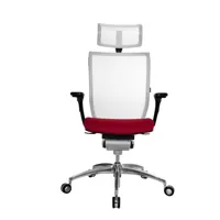 wagner - titan 10 - chaise de bureau pivotant - blanc/siège rembourré rouge/piètement étoilé 5 branches/avec roulettes souples pour sol durs