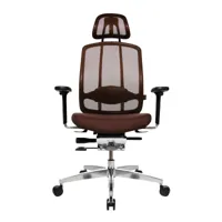 wagner - alumedic 10 - chaise de bureau - brun foncé/revêtement de tissu/piètement étoilé 5 branches/appuie-tête/avec roulettes souples pour sol durs