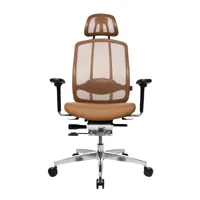 wagner - alumedic 10 - chaise de bureau - marron/revêtement de tissu/piètement étoilé 5 branches/appuie-tête/avec roulettes souples pour moquettes