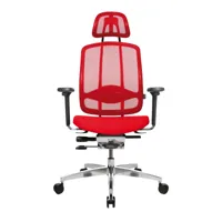 wagner - alumedic 10 - chaise de bureau - rouge/revêtement de tissu/piètement étoilé 5 branches/appuie-tête/avec roulettes souples pour sol durs