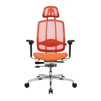 wagner - alumedic 10 - chaise de bureau - orange/revêtement de tissu/piètement étoilé 5 branches/appuie-tête/avec roulettes souples pour sol durs