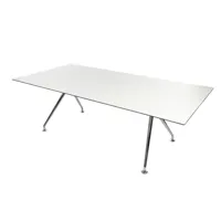 wagner - table de conférence  w-table rectangulaire - blanc/stratifié hpl 13mm/structure aluminium poli/lxpxh 220x110x73cm