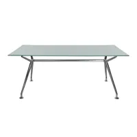 wagner - table de conférence  w-table rectangulaire - verre dépoli/classic/structure aluminium poli/lxpxh 220x110x73cm