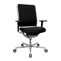 wagner - w1 low - chaise de bureau - chrome/m3 accoudoirs/siège étoffe bj0 noir/pxp 68x68cm/h 102-112cm/piètement étoilé 5 souples mat chromé