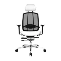 wagner - alumedic limited - chaise de bureau - blanc/revêtement de cuir/piètement étoilé 5 branches/ressort à gaz standard/avec roulettes souples pour