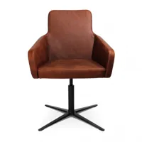 wagner - fauteuil lounge w-cube 1 cuir - cognac/siège cuir vintage cognac v99/pxp 72x72cm/h 85-89cm/patins incl./structure aluminium noir graphite mat