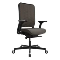 wagner - chaise de bureau w1c low dossier rembourrage plat - taupe/noir/tw2 accoudoir/siège 3d-étoffe one 2519/pxpxh 68x68x101-115cm/base étoile...