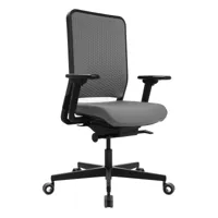 wagner - chaise de bureau w1c low dossier rembourrage plat - clair gris/noir/tw2 accoudoir/siège 3d-étoffe one 8032/pxpxh 68x68x101-115cm/base étoile.