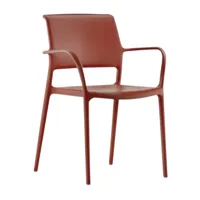 pedrali - chaise de jardin avec accoudoirs ara 315 - rouge/hxlxp 83x59.5x56cm/pour une utilisation intérieure et extérieure