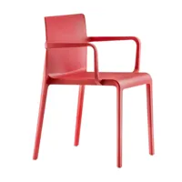 pedrali - chaise de jardin avec accoudoirs volt 675 - rouge/hxlxp 77.5x60x52.5cm