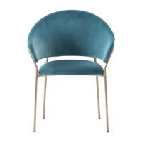 pedrali - chaise avec accoudoirs jazz 3716 tapissé - vert pétrole/tissu dedar adamo & eva velours/hxlxp 80.5cmx62x55cm/structure acier laiton antique