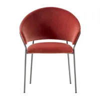 pedrali - chaise avec accoudoirs jazz 3716 tapissé - rojo rouille/tissu dedar adamo & eva velours/hxlxp 80.5cmx62x55cm/structure acier finition titane