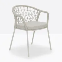 pedrali - chaise de jardin avec accoudoirs panarea 3675 - beige, naturel/lxhxp 62x75.5x54cm/structure acier beige revêtu par poudre