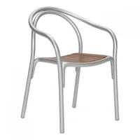 pedrali - chaise avec accoudoirs soul 3746 - aluminium/surface d’assise teck/lxhxp 57x81x53cm/structure aluminium anodisé
