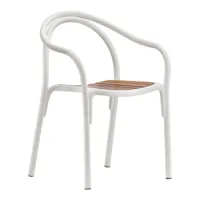 pedrali - chaise avec accoudoirs soul 3746 - blanc/surface d’assise teck/lxhxp 57x81x53cm/structure aluminium revêtu par poudre blanc