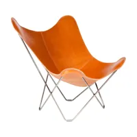 cuero - pampa mariposa butterfly chair - fauteuil - brun clair/cuir polo/pxhxp 87x92x86cm/structure chrome mat