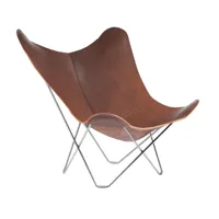 cuero - pampa mariposa butterfly chair - fauteuil - brun chocolat/cuir chocolate/pxhxp 87x92x86cm/structure chrome mat
