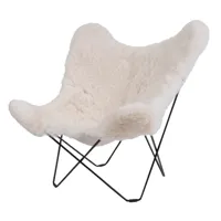 cuero - iceland mariposa butterfly chair - fauteuil - blanc/agneau islandais shorn white/structure blanc