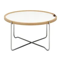 carl hansen - table d'appoint carl hansen ch417 - noir/blanc/chêne/stratifié/support en acier/ø62cm/h 33cm/plateau amovible côtésement utilisable