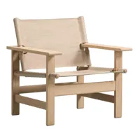 fredericia - fauteuil the canvas chair - naturel, chêne/savonnée/étoffe toile nature/lxhxp 74x76x65,5cm