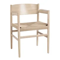 mater - chaise avec accoudoirs nestor - naturel/siège cordon en papier/structure en chêne laqué mat/lxhxp 57x76x53cm