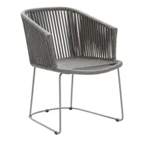 cane-line - chaise avec accoudoirs moments structure luge - gris/assise cane-line soft rope/structure acier revêtu par poudre/pxhxp 58x76x62cm