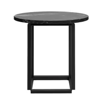 new works - table d'appoint florence ø50cm - noir/marbre marquina/structure acier peint par poudrage noir/h 47cm / ø 50cm