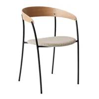 new works - chaise avec accoudoirs missing rembourré - chêne, sable/siège barnum sand 2/structure acier peint par poudrage noir /lxhxp 54,5x78x53cm