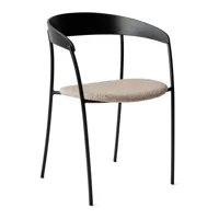 new works - chaise avec accoudoirs missing rembourré - noir, chanvre/siège barnum hemp 3/structure acier peint par poudrage noir /lxhxp 54,5x78x53cm