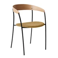 new works - chaise avec accoudoirs missing rembourré - chêne, ocre/siège barnum ocher 5/structure acier peint par poudrage noir /lxhxp 54,5x78x53cm